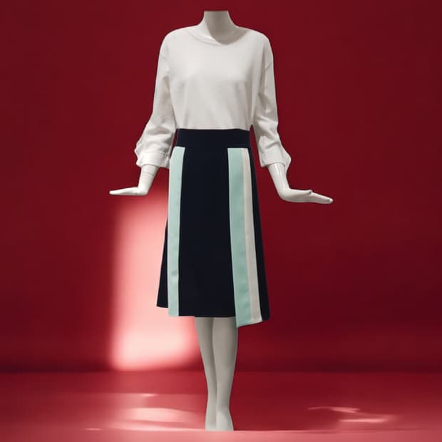 한섬 세컨플로어 컬러 배색 H라인 미디스커트 66