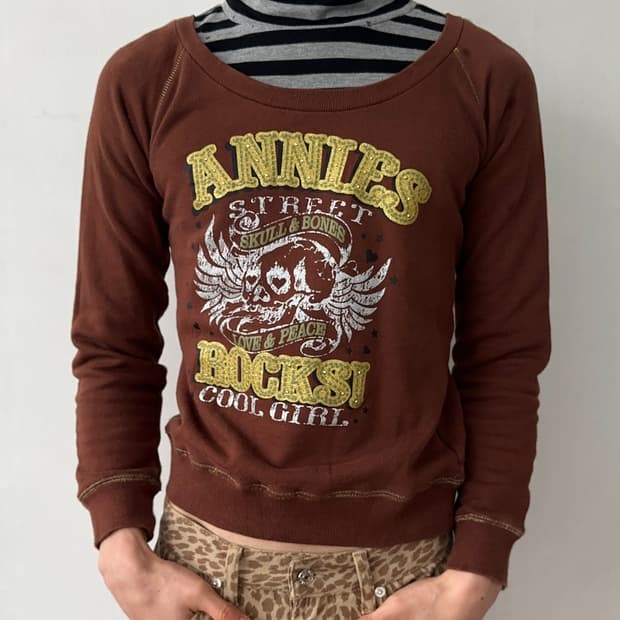 Annies Club 레트로 폴라 레이어 스웻셔츠