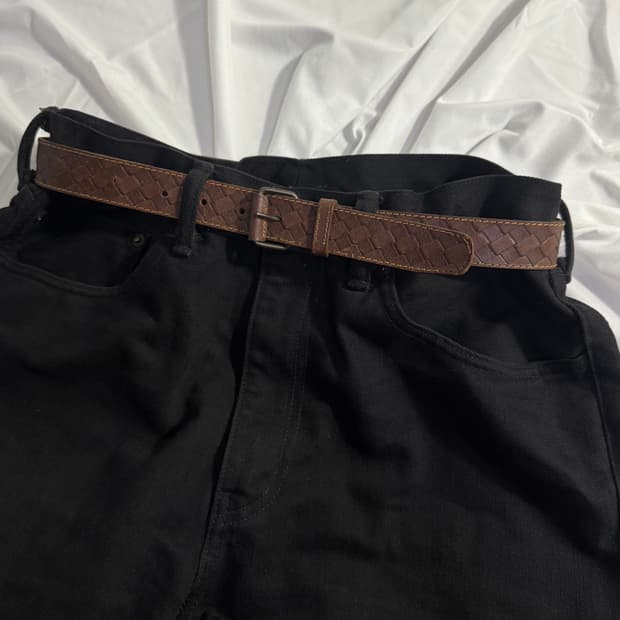 빈티지 체커보드 레더 벨트 스케이트보드 스트릿