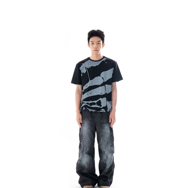 아캄 Sprayed Denim Pants (Black)