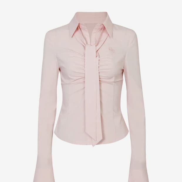 당일배송/미시착새상품) 페인오어플레져 비비안 스카프 셔츠 핑크