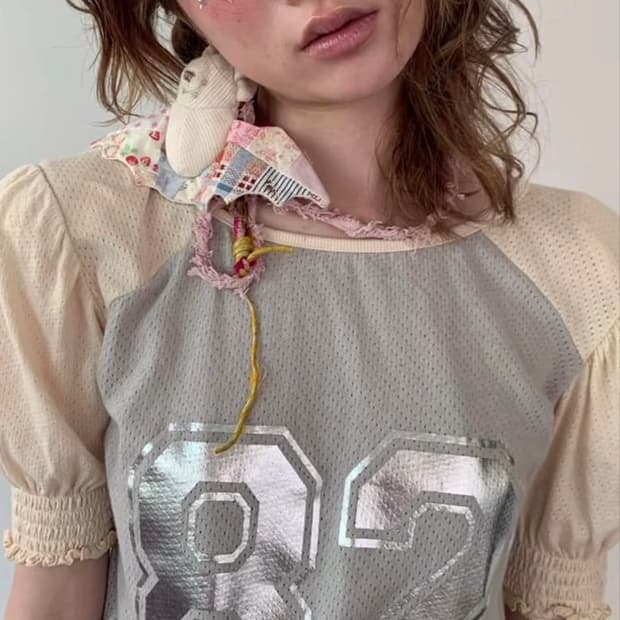 샵페어리 Pad shoulder raglan half top beige