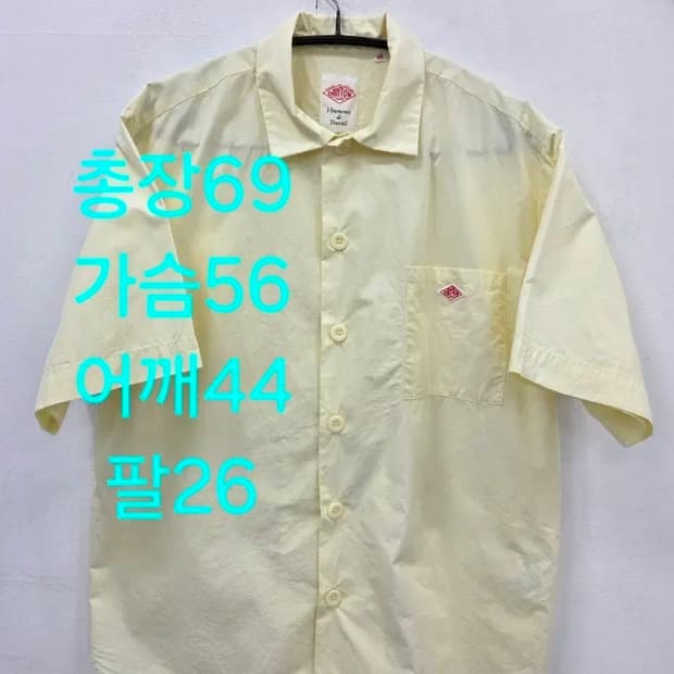 38 단톤 DANTON  반팔 셔츠 파스텔 옐로우