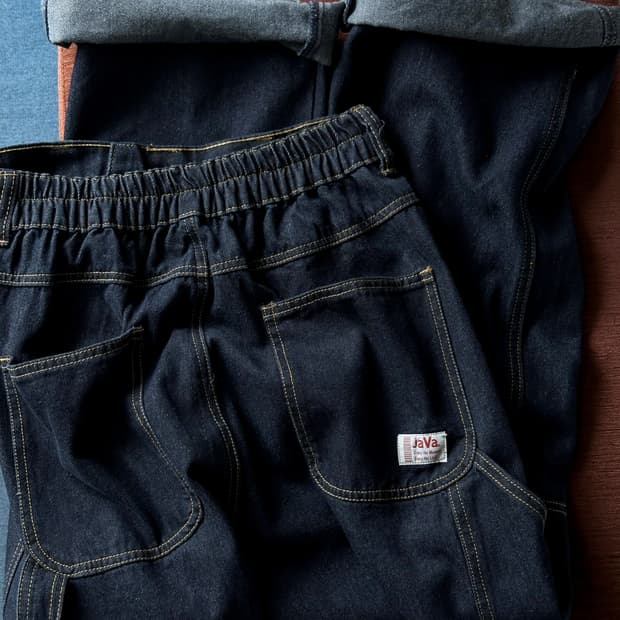 Denim wide design painter pants