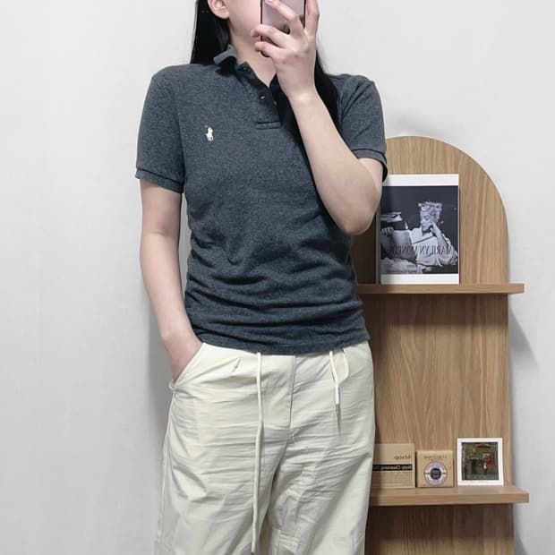[정품] 폴로 챠콜 / 화이트포니 반팔카라티 [ S ]