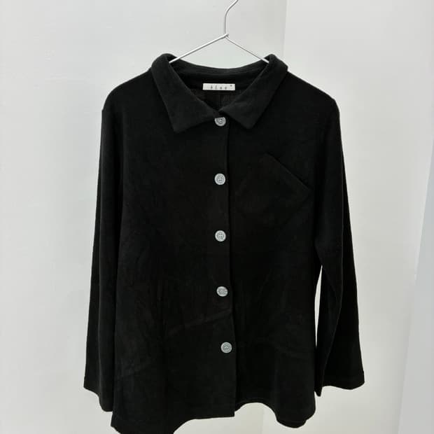 black back button knit shirt