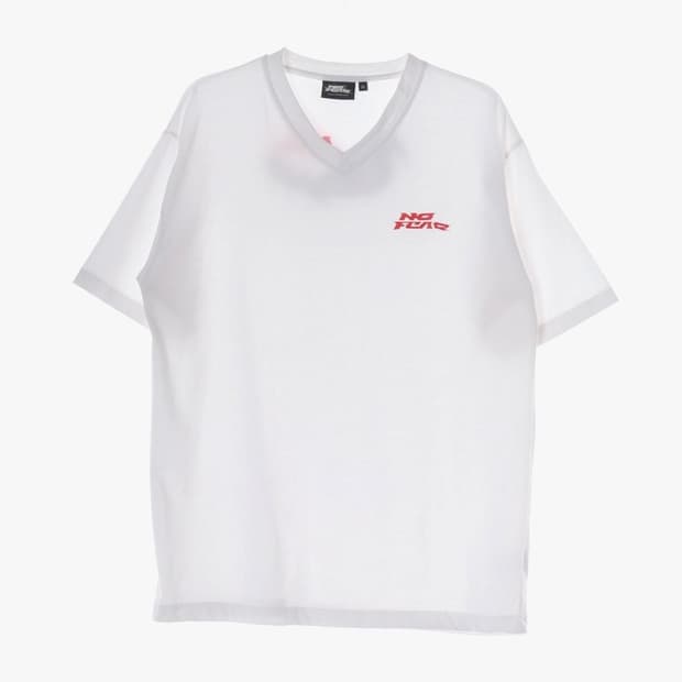 노피어 Y2K 스포티 브이넥 화이트 반팔티 XL