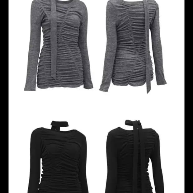 나체 nache / shirring long sleeve knit