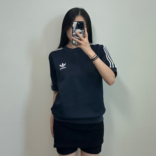 아디다스 트레포일 네이비 반팔 티셔츠
