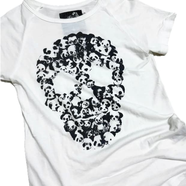 판다 해골 반팔 탑