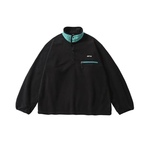 모이프 mptu 플리스 후리스 풀오버 반집업 자켓 블랙