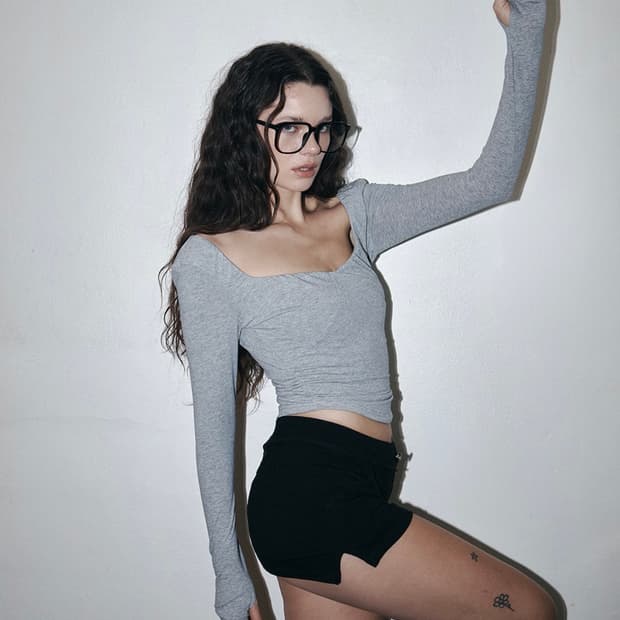 플리즈노팔로우 미스티 셔링 롱 슬리브 그레이