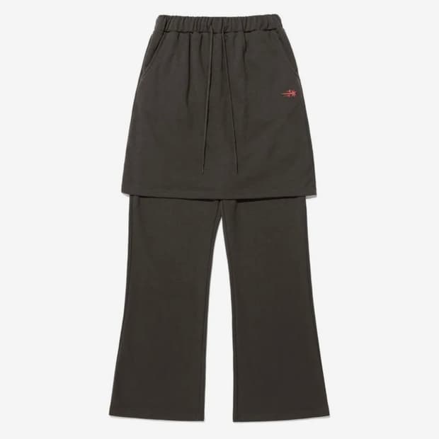 나이스고스트클럽 LOGO SWEAT LAYERED PANTS_CHARCO