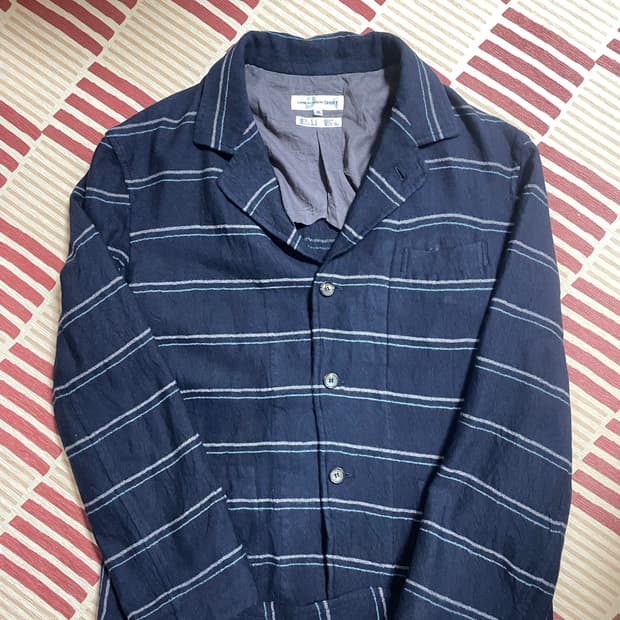 꼼데가르송 셔츠 축융 울 스트라이프 자켓