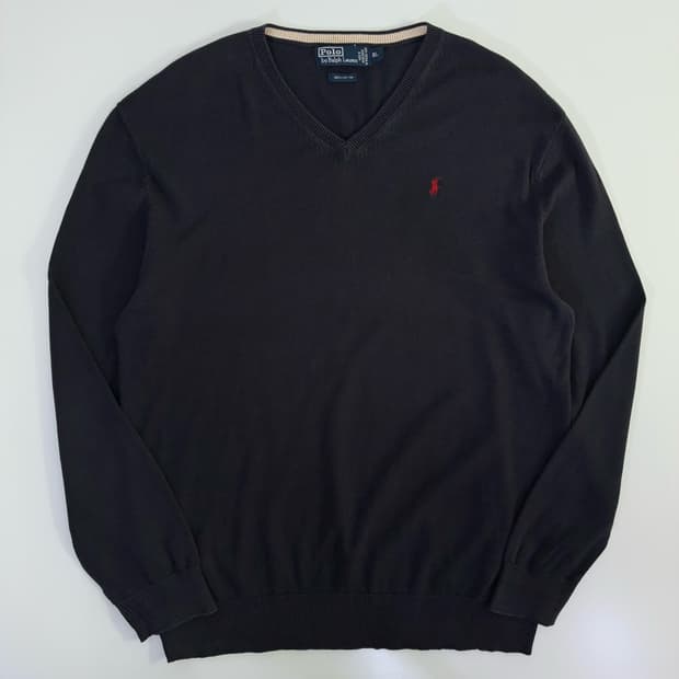 Polo  폴로 랄프로렌 자수 코튼 브이넥 니트