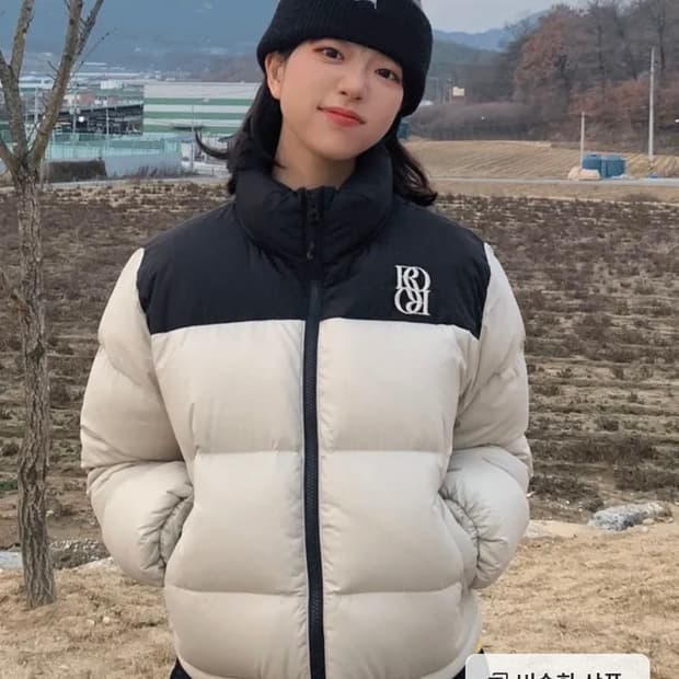 로씨로씨 덕다운 시그니처 푸퍼 패딩 베이지