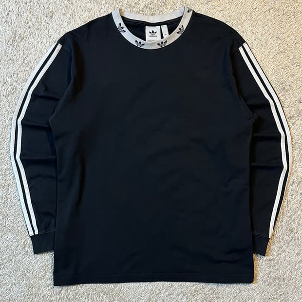 아디다스 ADIDAS 넥로고 스포티 사이드라인 롱슬리브 블랙