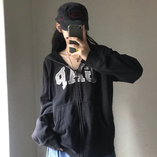 갭 블랙 후드집업