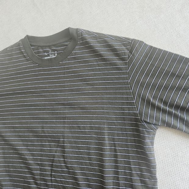muji 재팬 무인양품 스트라이프 티셔츠 카키 L