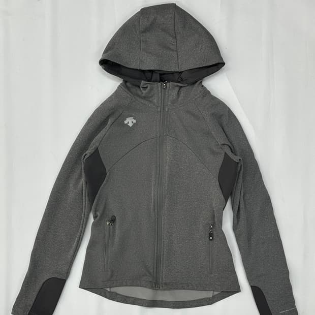 데상트 슬림 러닝 그레이 트레이닝복 Y2K 후드집업