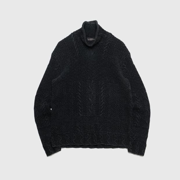 roll neck cable knit sweater