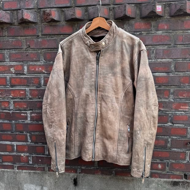 더티 페이딩 양가죽 라이더자켓 