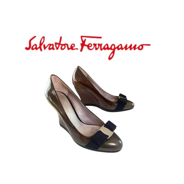 페라가모 바라 웨지힐 / 올리브 컬러 Size 5 1/2 (새상품)