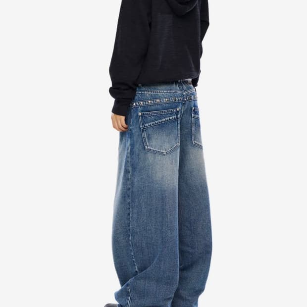 아캄 스터드 데님 팬츠 블루 Back Studded Denim Pants