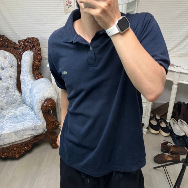 라코스테 네이비 컬러 반팔 1284 모리걸 일본빈티지 y2k 스트릿 갸루