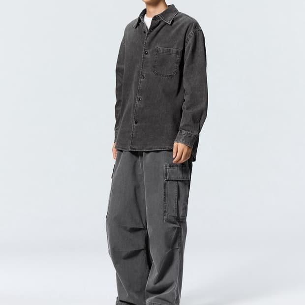 GU 데님 슈퍼와이드 카고팬츠 다크그레이 L