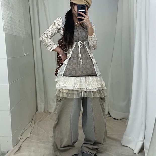 빈티지 페어리 베이지 너드 러힙 코디세트