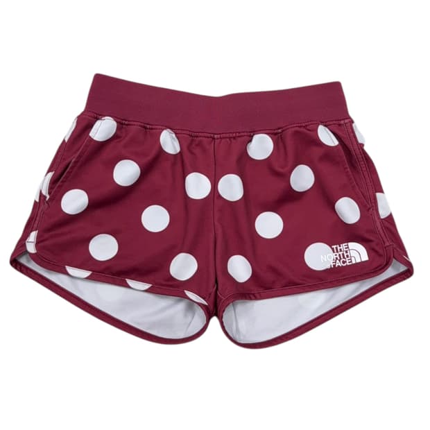 노스페이스 빈티지 도트 땡땡이 폴카 패턴 쇼츠 반바지 버건디 레드