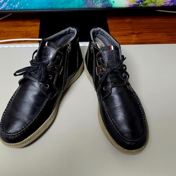 제니아 남성 가죽 사이드 지퍼 부츠 (265EE), 다크 네이비