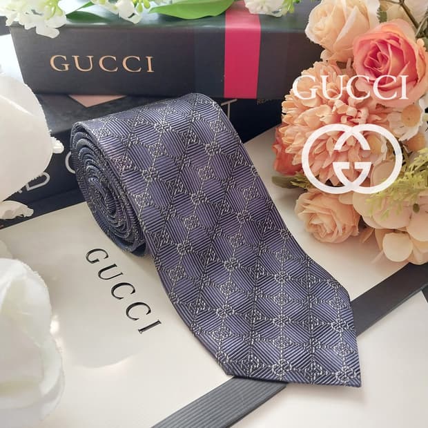 구찌 실크 GG 모노그램 패턴 넥타이 7.5cm A~B등급 K2257