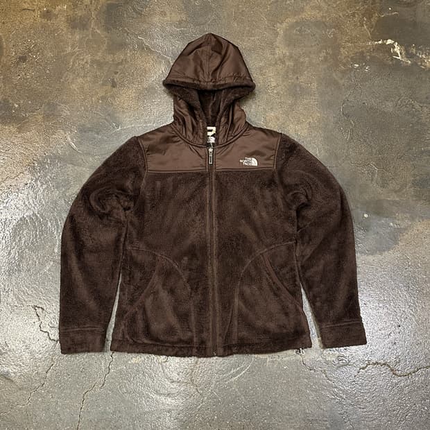 노스페이스 브라운 후리스 후드 집업 S