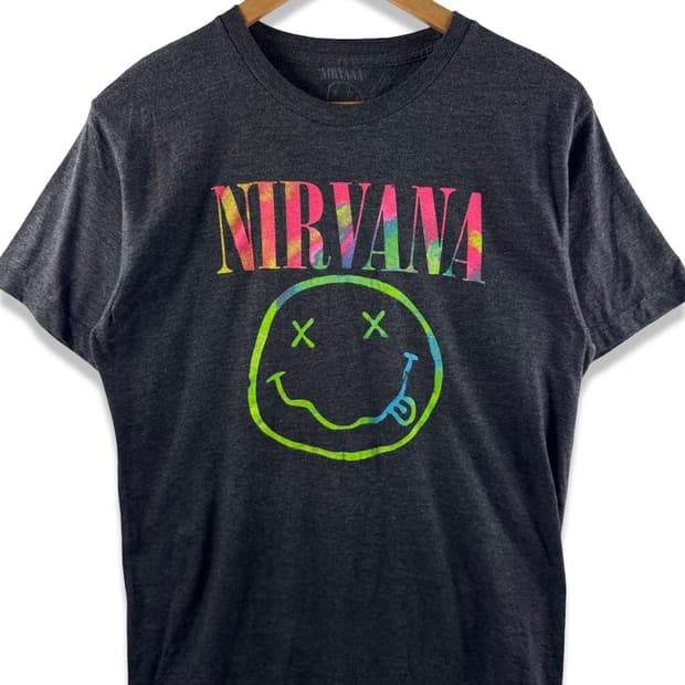 너바나 오피셜 레인보우 스마일 밴드 티셔츠2092