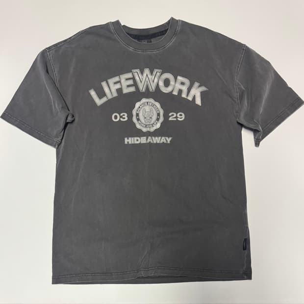 라이프워크 빈티지 워싱 빅 로고 반팔 티셔츠 L ~ XL 그레이