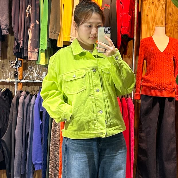 M 디키즈 투포켓 네온그린 데님 자켓