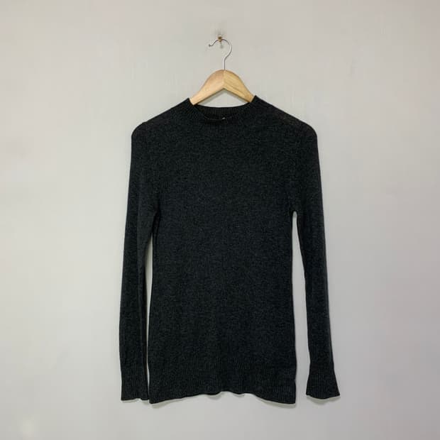 빈티지 캐시미어 100 모크넥 긴팔 니트 다크 그레이 여성 S