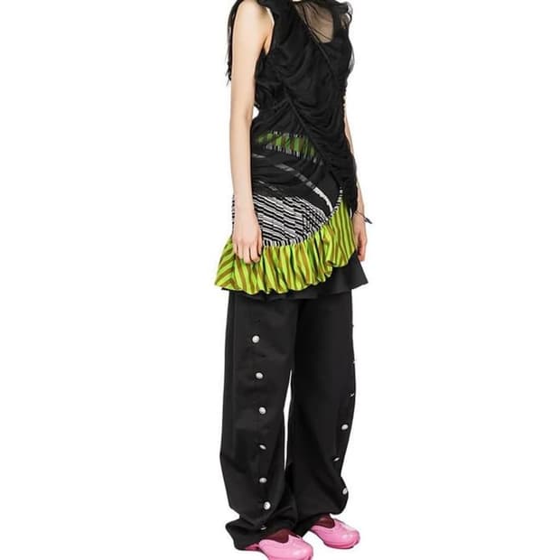 키코 코스타디노브 그린 블랙 시뮬타니즘 스커트