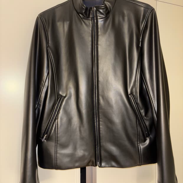Hyein Seo faux leather jacket