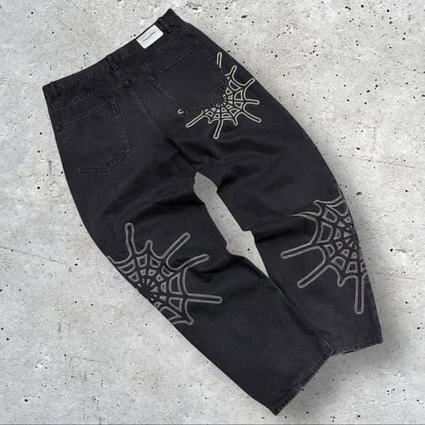 [XL] 디스이즈네버댓 스파이더 웹 데님 블랙 팬츠 C693