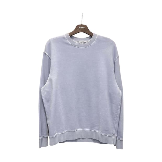 코스 코튼 맨투맨 무지 라운드넥 디테일 파스텔 블루