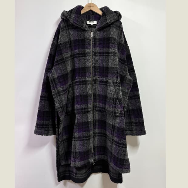 [XS] MM6 마르지엘라 플리스 후드 롱 코트