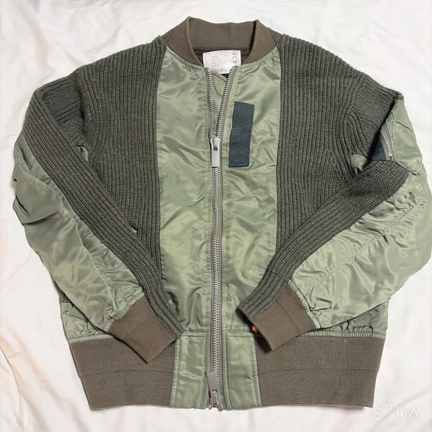 사카이 니트 블루종 봄버 자켓 카키 2사이즈