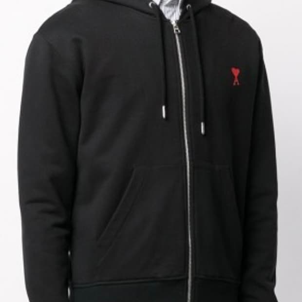 아미 20FW 하트 스몰 로고 자수 후드집업 L