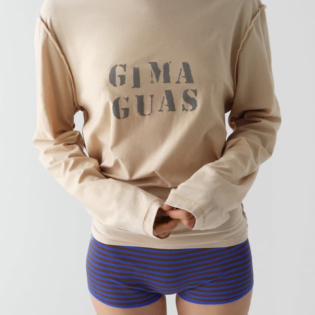 [XS,S]기마구아스 gima 롱 슬리브리스 탑/베이지