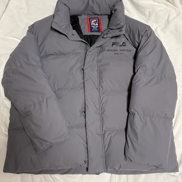 휠라 그레이 숏패딩 회색 푸퍼 아우터