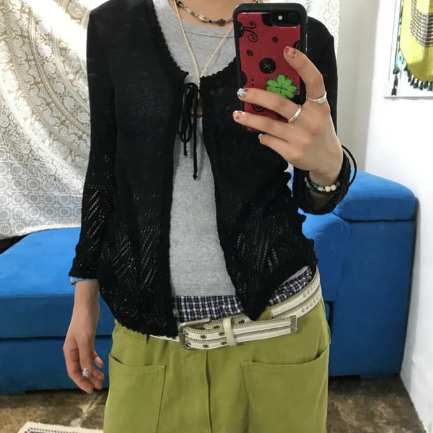 JPN 빈티지 펀칭 니트 가디건 (Z1562)