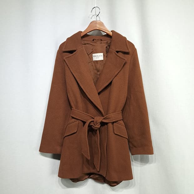 CN982W L 막스앤코 브라운 울 벨티드 코트